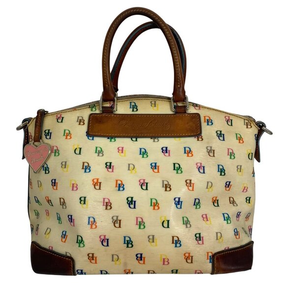 VTG Dooney Bourke Rainbow Signature Logo + Zipper Hand Bag + Charm - NO STRAP - Picture 1 of 14